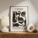 poster chats noirs stylises meuble.webp