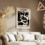poster chats noirs stylises salon.webp