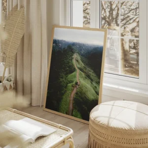 poster chemin d herbe verdoyante salon beige.webp