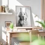 poster chien avec rouleau de papier toilette bureau.webp