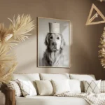 poster chien avec rouleau de papier toilette salon.webp