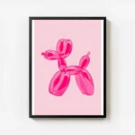 poster chien ballon rose avec cadre.webp