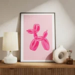 poster chien ballon rose meuble.webp