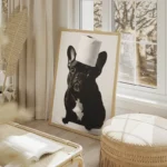 poster chien francais drole salon beige.webp