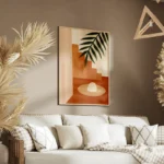 poster composition abstraite terreuse salon.webp