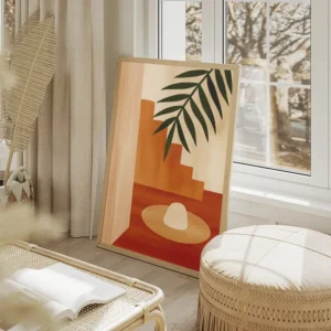 poster composition abstraite terreuse salon beige.webp
