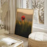 poster coquelicot rouge salon beige.webp