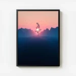 poster coucher de soleil avec arbre solitaire avec cadre.webp