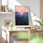 poster coucher de soleil avec arbre solitaire bureau.webp