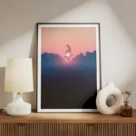 poster coucher de soleil avec arbre solitaire meuble.webp