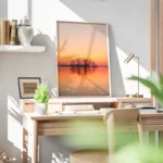 poster coucher de soleil avec arbres bureau.webp