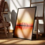 poster coucher de soleil avec arbres encadre.webp