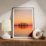 poster coucher de soleil avec arbres meuble.webp