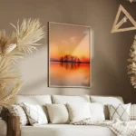 poster coucher de soleil avec arbres salon.webp