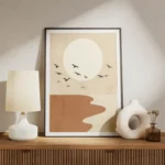 poster coucher de soleil minimaliste meuble.webp