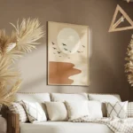 poster coucher de soleil minimaliste salon.webp
