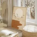 poster coucher de soleil minimaliste salon beige.webp