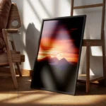 poster coucher de soleil montagneux encadre.webp