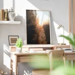 poster coucher de soleil sur herbe haute bureau.webp
