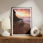 poster coucher de soleil sur la cote rocheuse meuble.webp