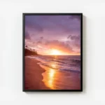 poster coucher de soleil sur plage avec cadre.webp