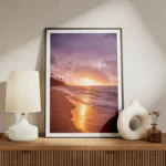 poster coucher de soleil sur plage meuble.webp
