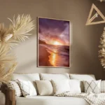 poster coucher de soleil sur plage salon.webp