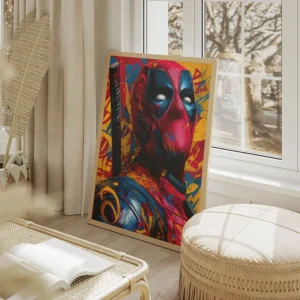 poster deadpool street art salon beige.webp