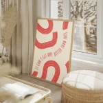 poster design abstrait rouge salon beige.webp