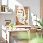 poster design geometrique beige et blanc bureau.webp