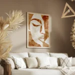 poster design geometrique beige et blanc salon.webp