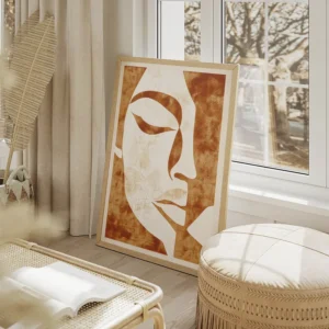 poster design geometrique beige et blanc salon beige.webp