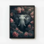 poster elephant en fleurs avec cadre.webp