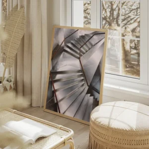 poster escaliers gris metal salon beige.webp