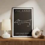 poster esquisse de chien picasso meuble.webp