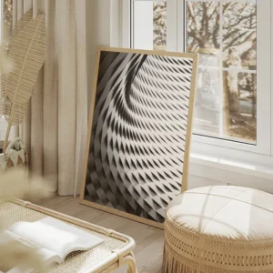 poster facade courbee en lattes blanches salon beige.webp