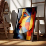 poster femme bleue cubiste encadre.webp
