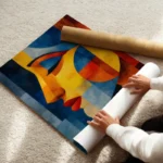 poster femme bleue cubiste enroule.webp