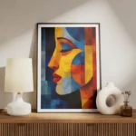 poster femme bleue cubiste meuble.webp