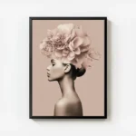 poster femme elegante minimaliste fleurs avec cadre.webp