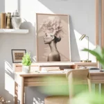 poster femme elegante minimaliste fleurs bureau.webp