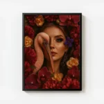 poster femme et flamant rose avec cadre.webp
