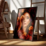 poster femme et flamant rose encadre.webp