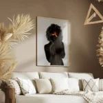 poster femme peinture orange salon.webp