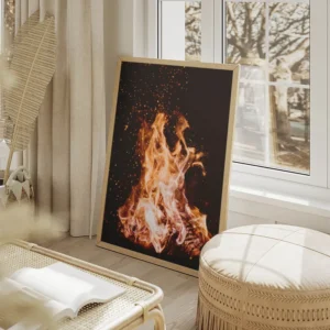 poster feu de camp salon beige.webp