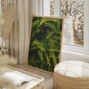 poster feuillage vert salon beige.webp