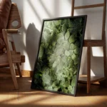 poster feuillage vert texture encadre.webp