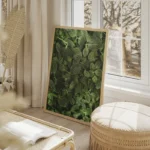 poster feuillage vert texture salon beige.webp