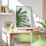 poster feuille verte monstera bureau.webp