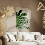 poster feuille verte monstera salon.webp